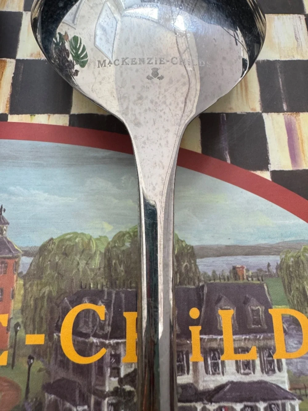 Mackenzie Childs Courtly Check Serving Set -Spoon And Fork Used as Display Only